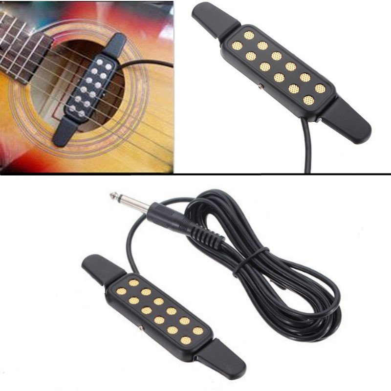 Adjustable Volume 12 Hole Sound Pickup Microphone Wire Amplifier Speaker for Acoustic Guitar With Co