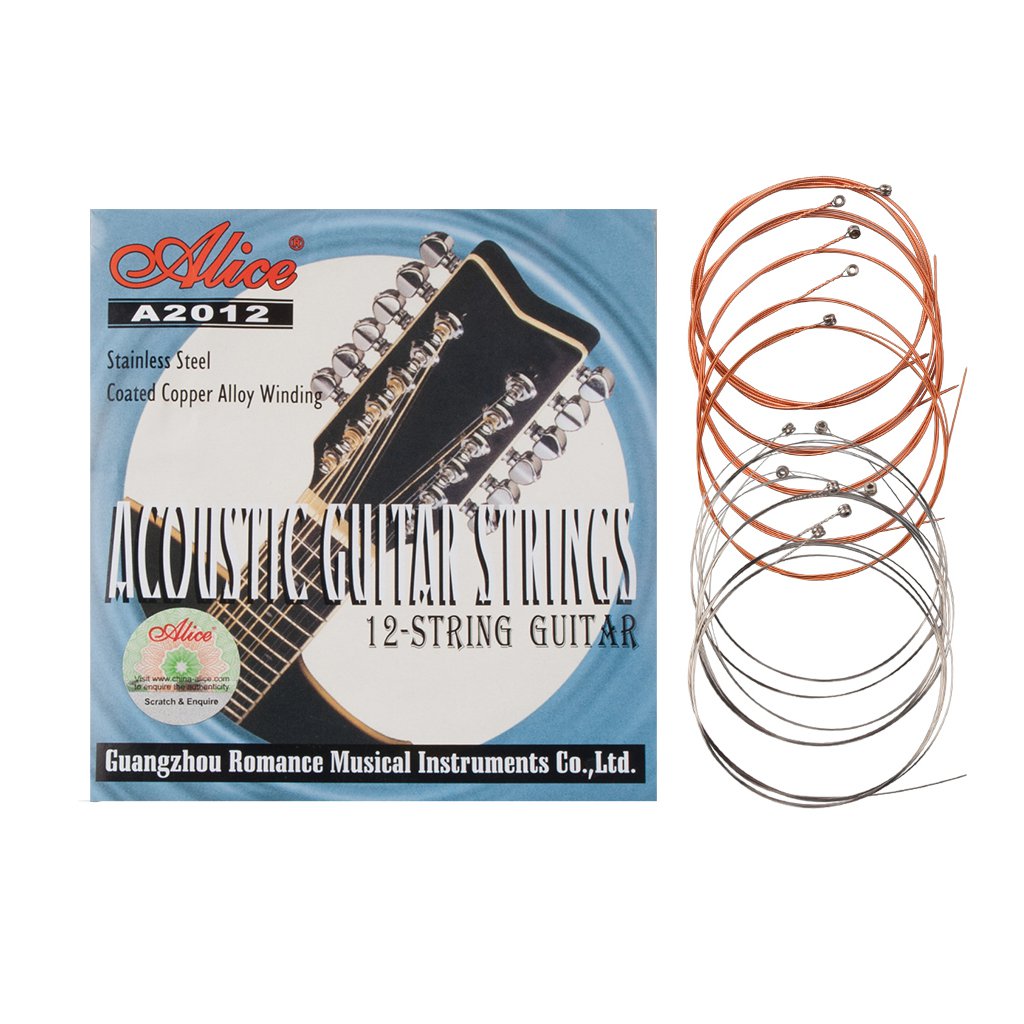 Alices A2012 12 Strings Acoustic Guitar Strings 010-026 Stainless Steel Core Coated Copper Alloy Wou