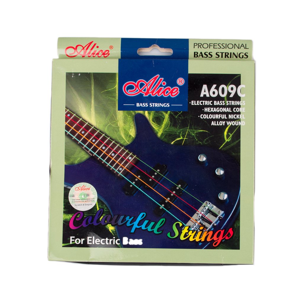 Alices A609C Guitar Strings Colorful 4 Strings Hexagonal Core Nickel Alloy Wound Electric Bass Strin