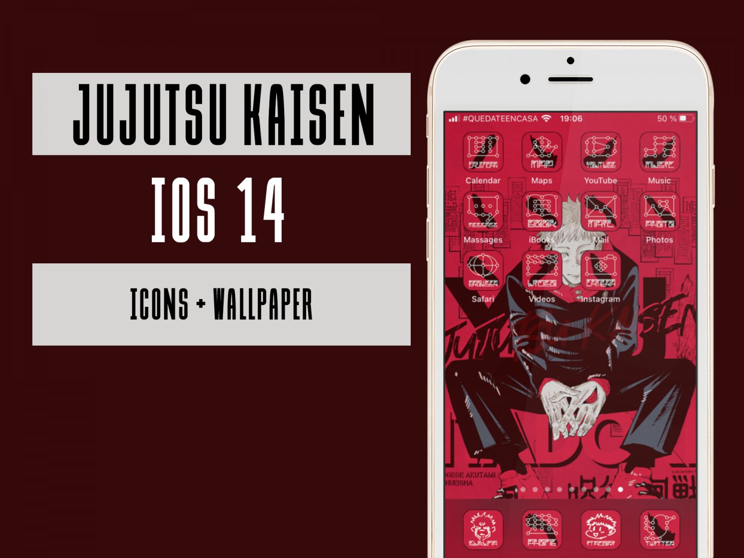 IOS 14 Jujutsu Kaisen Iphone Home Screen Theme - IOS14 Anime App Icons and  Wallpaper