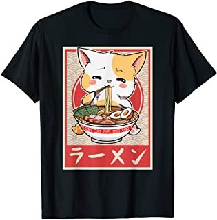 Kawaii Neko Ramen Cute Ramen Cat Japanese Noodle Funny Anime Tee Shirt ...