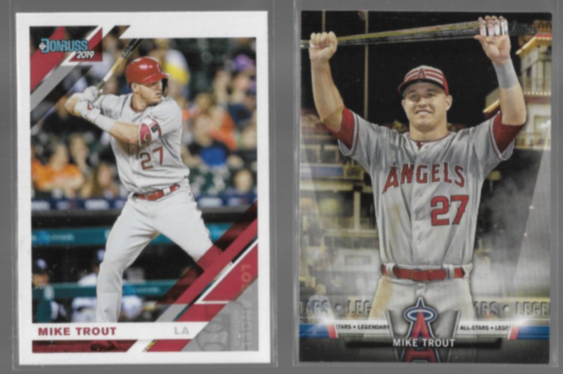 MIKE TROUT 2019 Panini Donruss #170 + 2018 Topps AS Insert #S-19. ANGELS