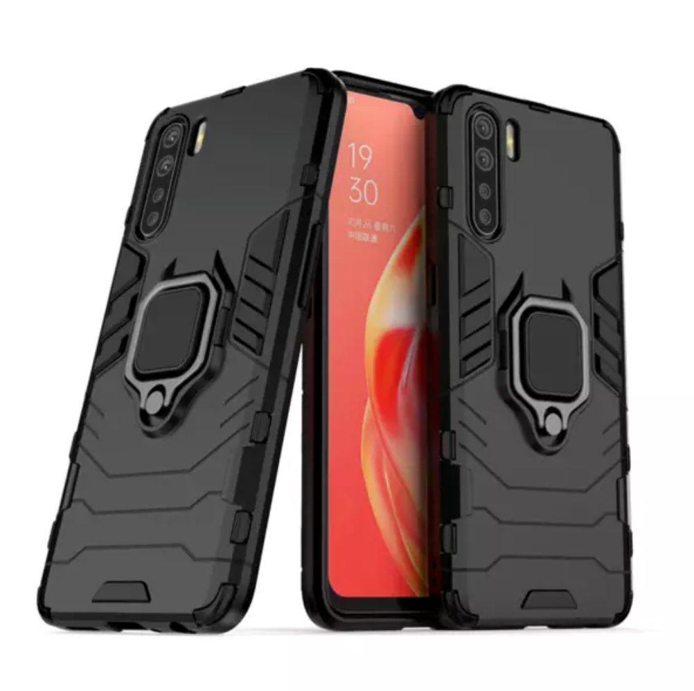 OPPO A91 Case Armor Finger Ring Silicone Shockroof Bumper Hard Case