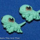 Set of 2 Littlest Pet Shop Green Gecko Lizard Croc Shoe Charms