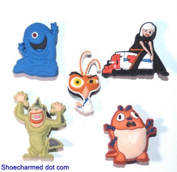 Set of 5 Monsters vs Aliens Shoe Charms for Crocs Ginormica Cockroach BOB