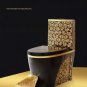 Black  Luxury TOILET DESIGN MODEL WITH GOLD FLOWERS WC