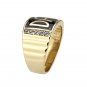 Mens IP Gold Stainless Steel DAD Epoxy Ring w/Triple AAA Grade CZ