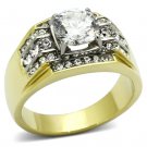 Men's Two-Tone IP Gold Stainless Steel Ring w/ Triple AAA Grade CZ Stones