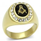 Mens IP Gold Stainless Steel  Epoxy Triple AAA Grade CZ Ring