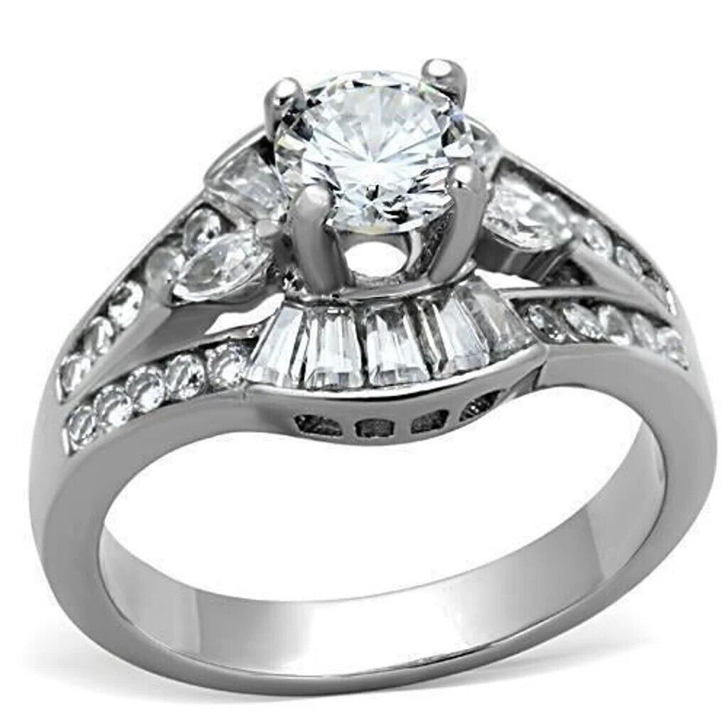 Women's Highly Polished Statement Ring w/ Triple AAA Grade CZ Stones
