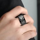 Men's Black Fathers Ring - Stainless Steel W/Simulated Cubic Zirconia Stones