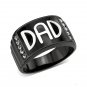 Men's Black Fathers Ring - Stainless Steel W/Simulated Cubic Zirconia Stones