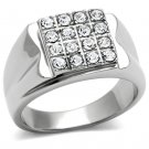 MEN'S Stainless Steel Ring W/ Simulated Cubic Zirconia Stones