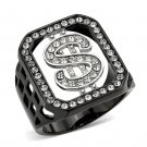 MEN'S Stainless Steel Dollar Sign Ring w/ Simulated Cubic Zirconia Stones