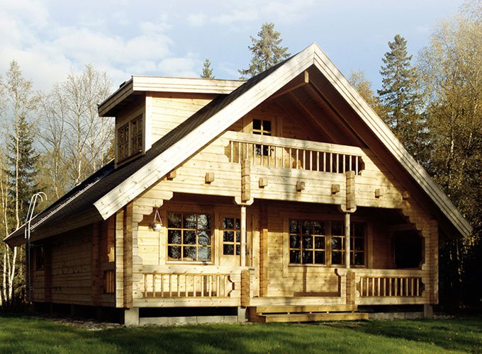 two floor wooden house log home timber house