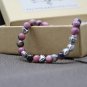 Pink Zebra Jasper with Pewter Hearts Bracelet