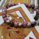 Pink Zebra Jasper with Pewter Hearts Bracelet