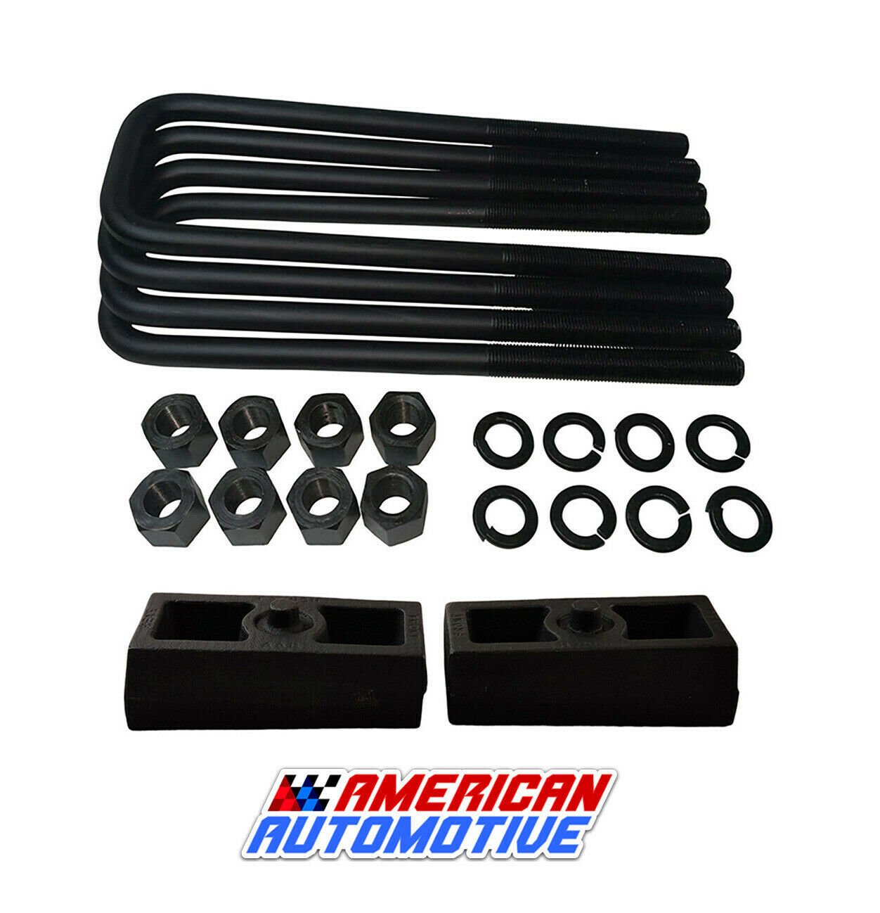 1.5" Solid Steel Rear Suspension Lift Blocks + 8.5" Leaf Spring Axle U