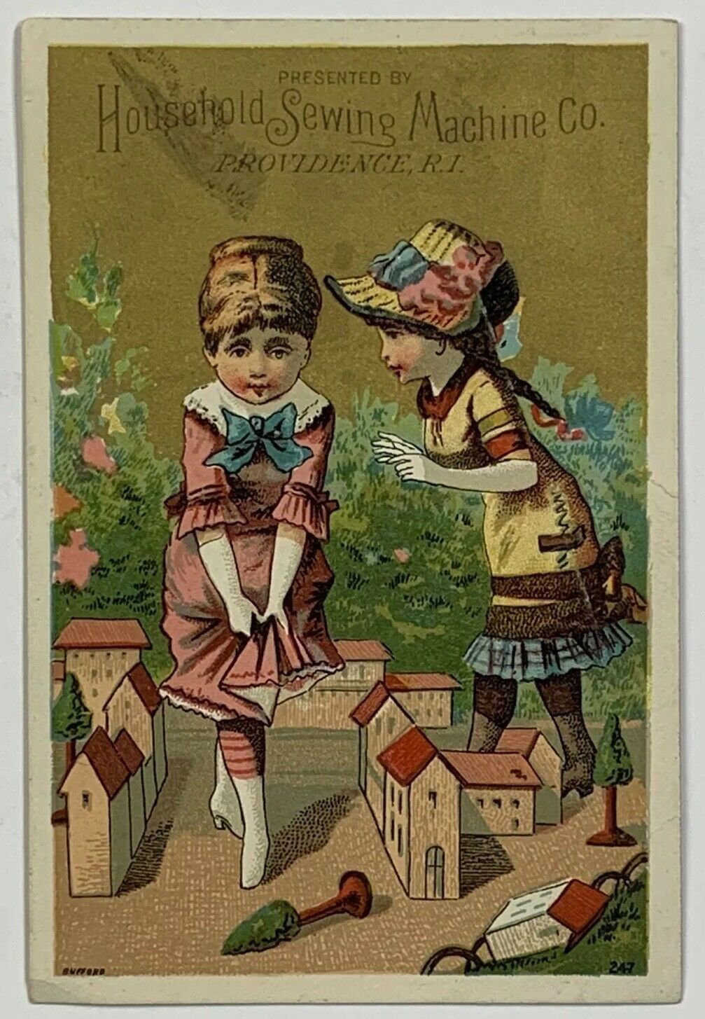 Old Victorian Trade Card Household Sewing Machine Co Providence Rhode Island