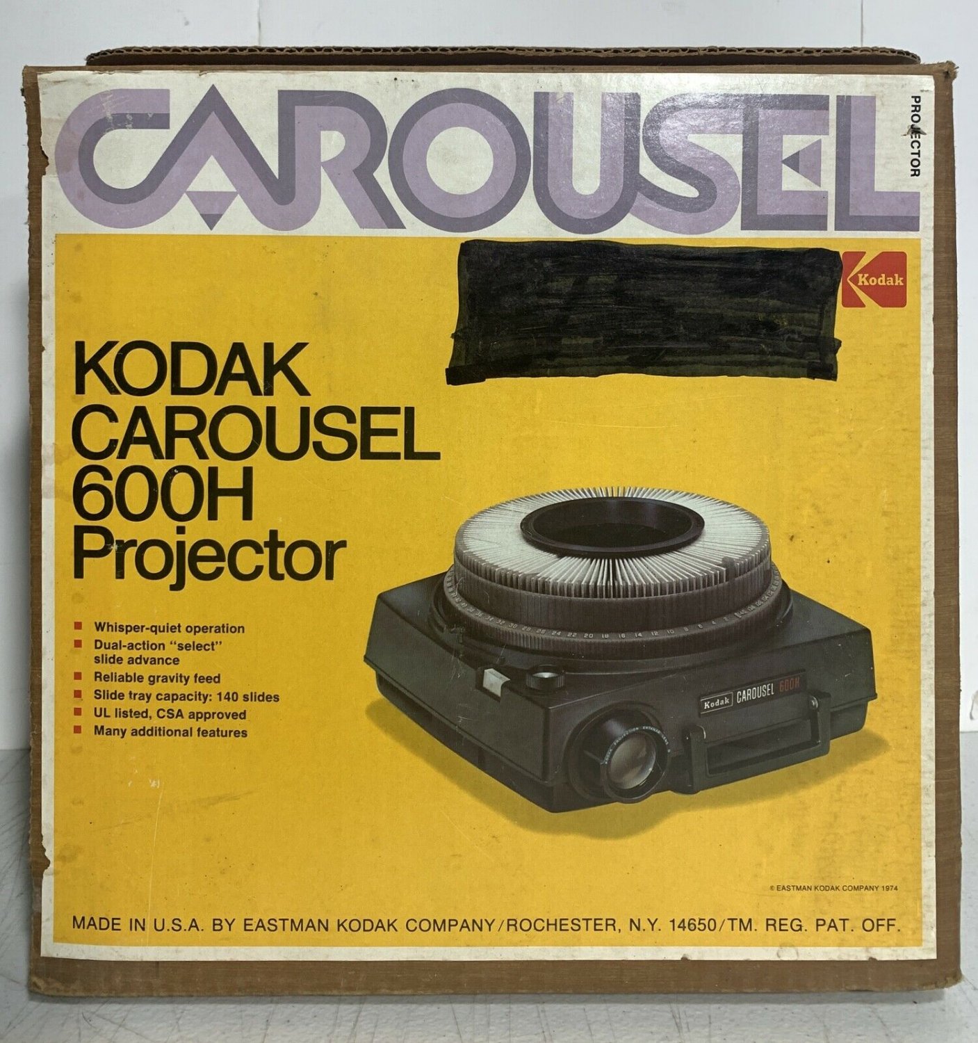 Kodak Carousel 600H Slide Projector Original Box & 140 Slide Tray