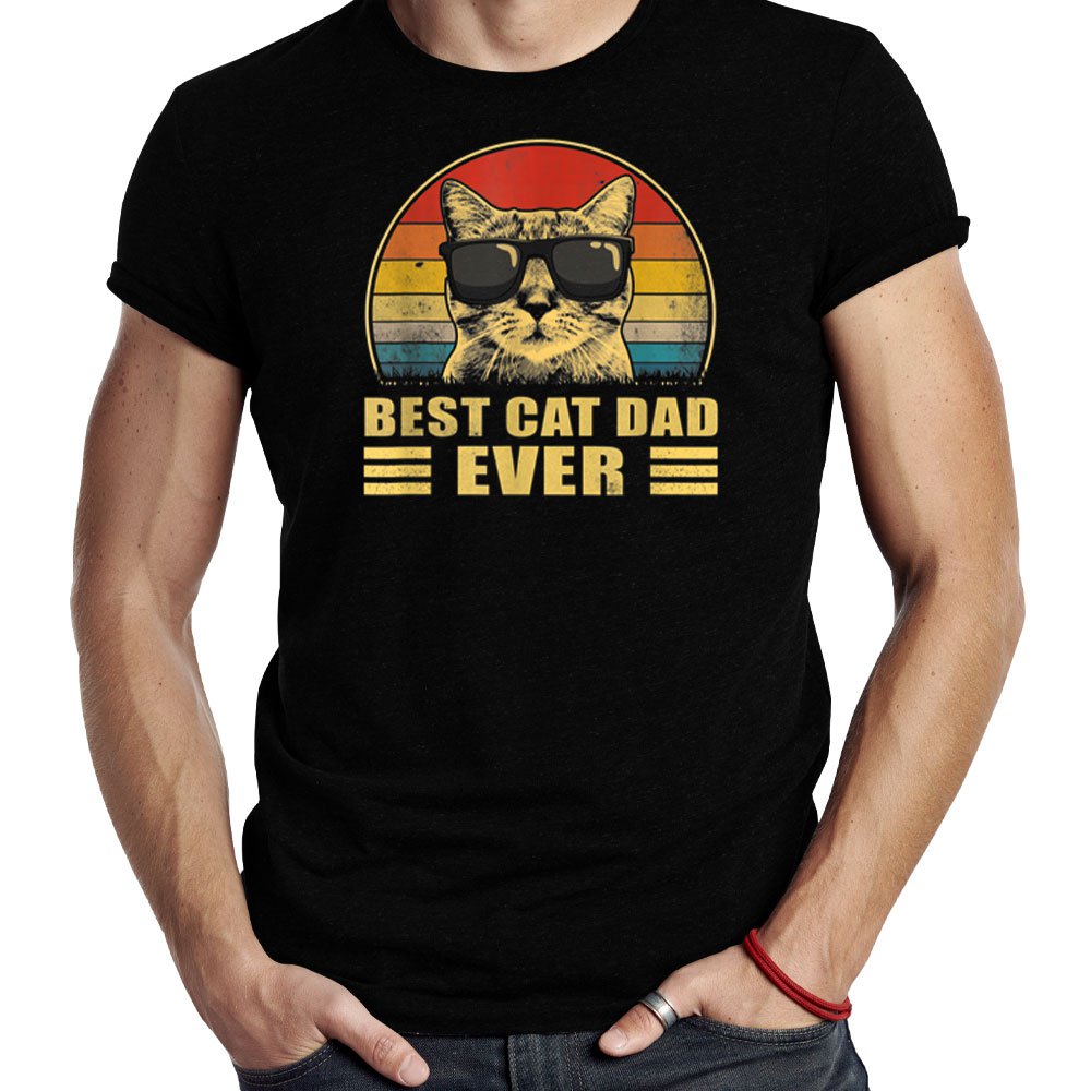 Best Cat Dad Ever Bump Fit Fathers Day Gift Daddy For Men T-Shirt