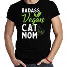 Badass Vegan Cat Mom Funny Cute Cat Veggie Lovers T-Shirt