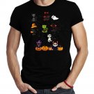 Black Cat Halloween Tree With Pumpkin Ghost Witch Cat Lovers Shirt