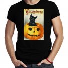 Black Cat Halloween Vintage T Shirt Novelty Tee Shirt Men Shirt