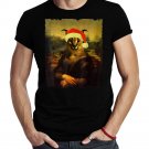 Big Floppa Cat Meme Christmas Hat Funny Distressed Mona Lisa Shirt