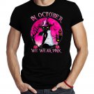 Black Cat In October We Wear Pink Funny Halloween Gifts Shirt