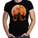 Black Cat Lazy Halloween Costume Scary Creepy Moon Nigh Shirt