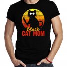 Black Cat Mom Halloween Gore Meow With Bloody Knife Shirt