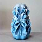 Carved Candles Handmade Home Decor Gift Colourful Design 25cm 10 inch Blue White