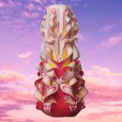 Carved Candles Handmade Home Decor Gift Colourful Art Design Red Yellow New