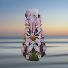 Carved Candles Home Decor handmade Gift Colourful Design Coral Pink Green Art