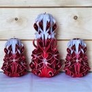 Carved Candles Set Decor Handmade Gift Colourful Art Design Home Handcrafted New