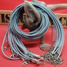 Gray Braided Imitation Leather Rope Necklace Cord
