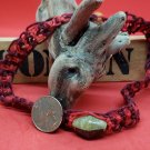 Two Tone Red Hemp and Stone Necklace