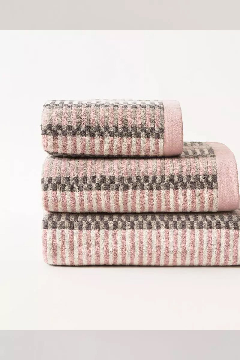 PINK & GREY JACQUARD TOWEL 100 COTTON SOFT TOWELS HIGH QUALITY HAND
