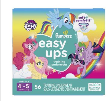 Pampers Easy Ups Training Underwear Girls Super Size Toddler 4-5, 56 ea