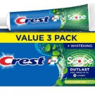 Crest Outlast Complete Whitening Toothpaste + Scope Long Lasting Mint, 5.4 oz, 3 pack