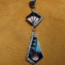 Turquoise Inlaid Sterling Silver Sunface Pendant