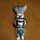 Turquoise Sterling Silver Kachina Pendant