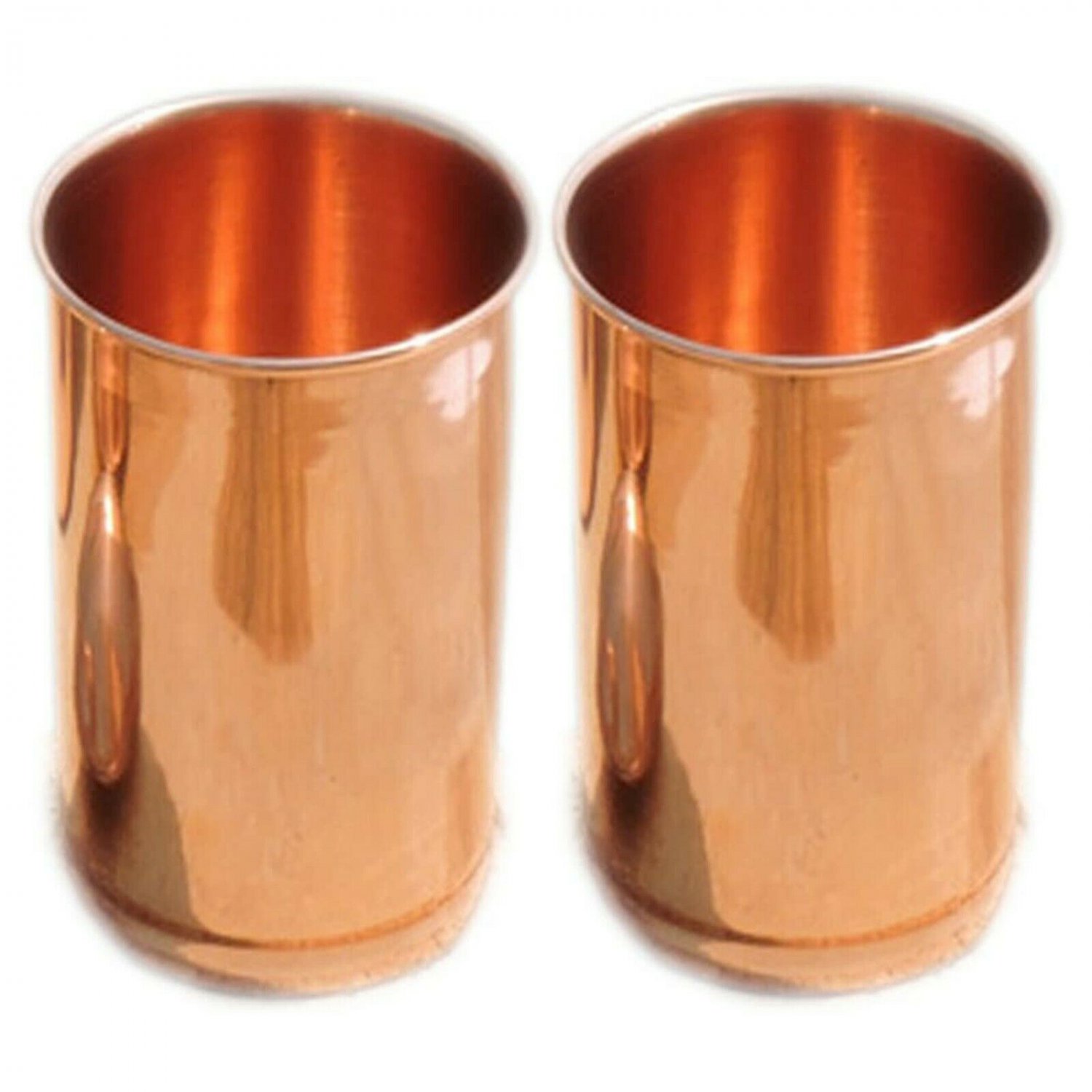 300ml Pure Copper Great Drinking Water Glass Tumbler Cup,Yoga Ayurveda- Set Of 2