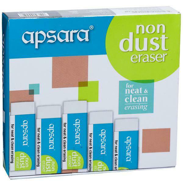 Apsara Non Dust Jumbo Erasers 60mm, Erase Without Damaging Paper, Pack