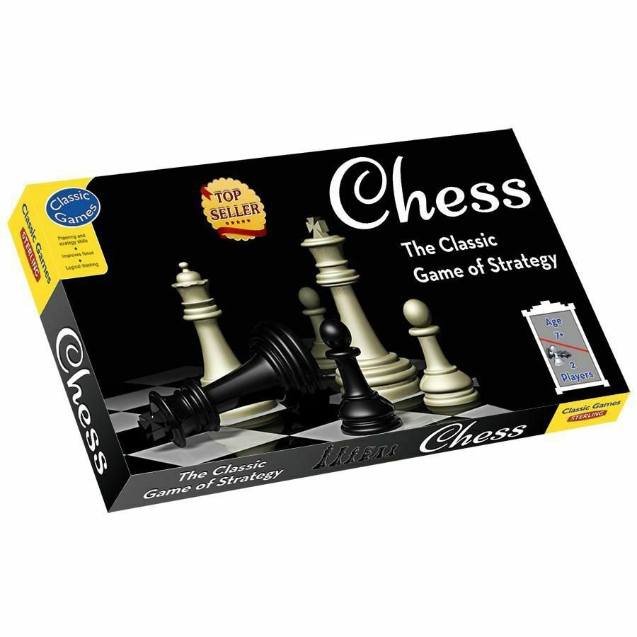 Sterling Chess Board Game For Children, White & Black  For 2 Players