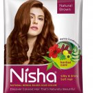 Nisha Natural Henna Powder For Hair, Natural Brown Color, Pack Of 10 x 15g Each