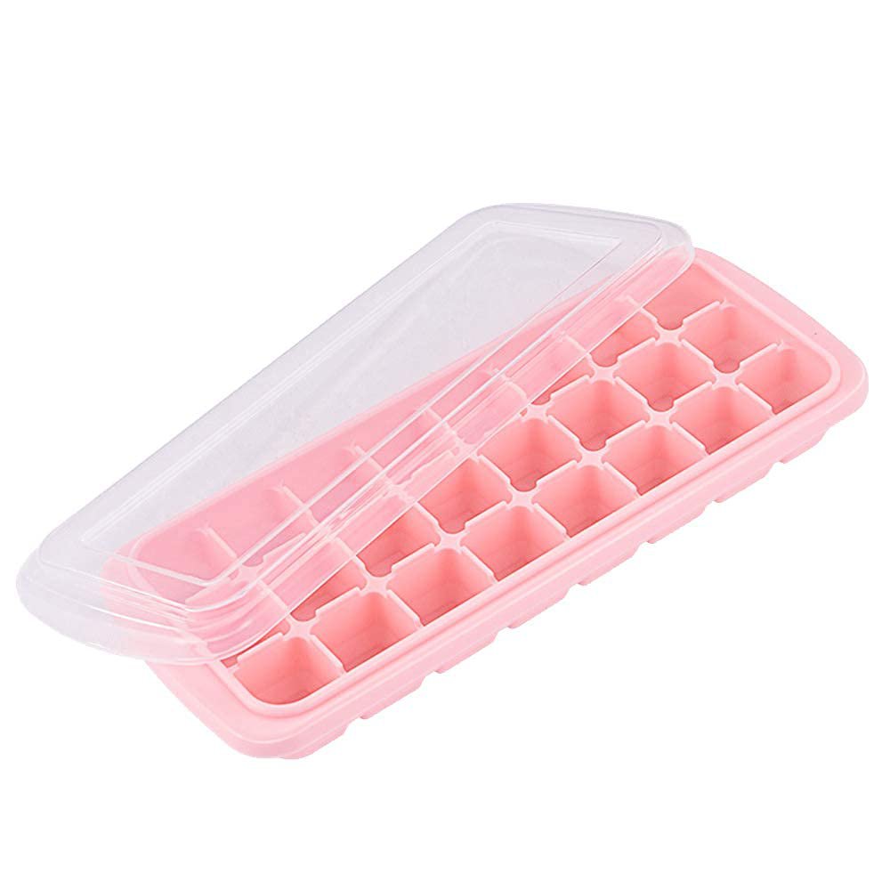 Ice Cube Tray With Lid Flexible Silicone Water 18 Cubes Ice Tray x Set of 2