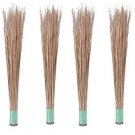Premium XXL  Size Natural Coconut Leaf Grass Broom Stick With Plastic Handle Cover x 4