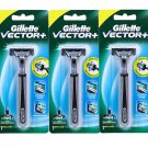 Gillette Vector+  Razor With Automatically Adjustable Head x  Pack Of 3